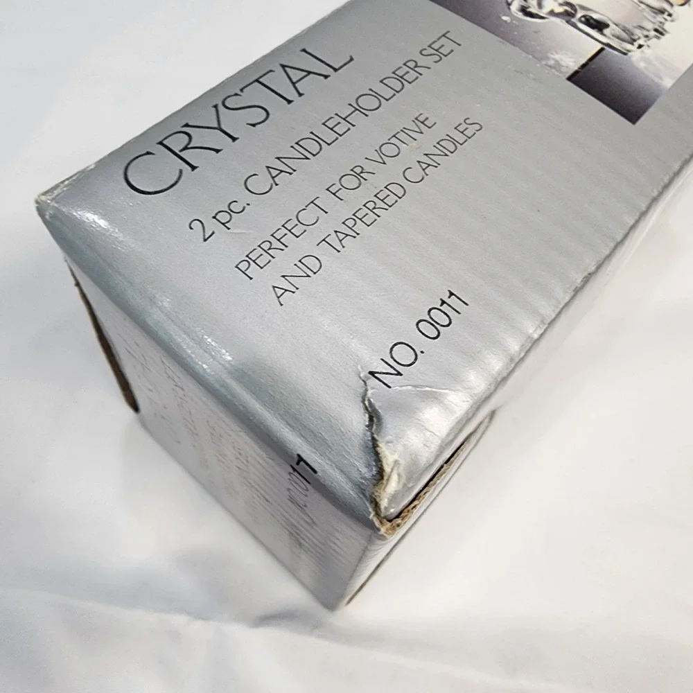 Vintage Alco Industries Crystal 2 Pc Candleholder Set No. 0011